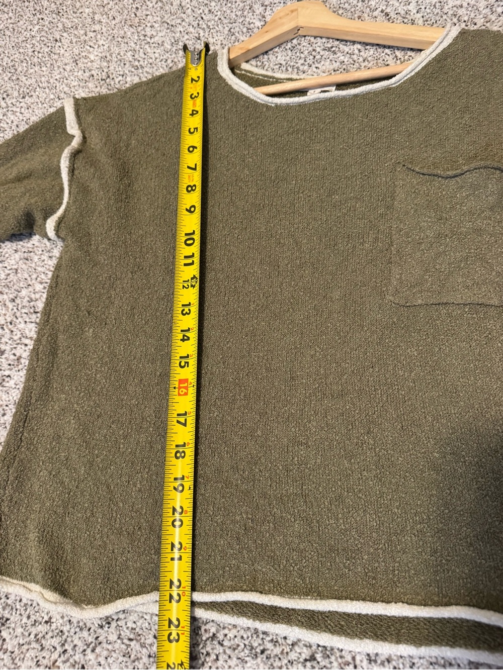 Blu Pepper Olive Green Crewneck Sweater with Cream Trim - Picture 4 of 5